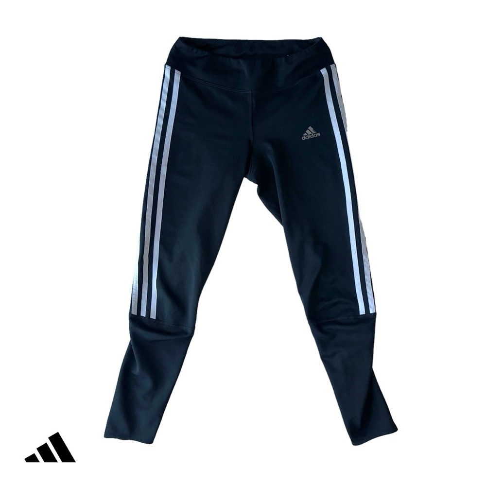 WOMEN'S ADIDAS RUNNING CLIMALITE 7/8 LEGGINGS SIZE XS BLACK AND WHITE 3-STRIPES